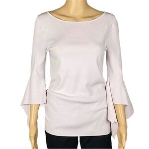 Banana Republic light blush sweater bateau neckline layered sleeves Medium EUC